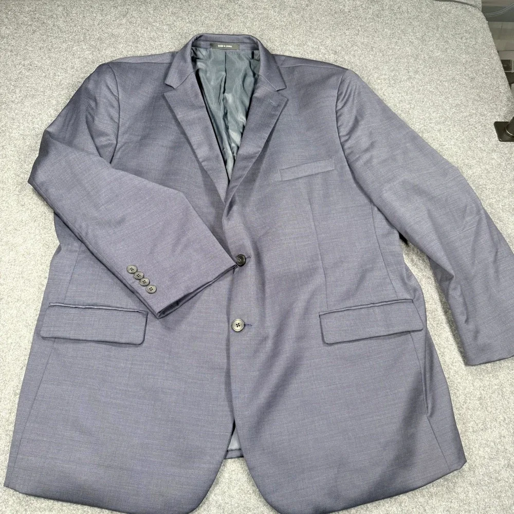 Mens 2 Button Suit Set Blazer and Trousers Blue Grey Textured Modern Fit